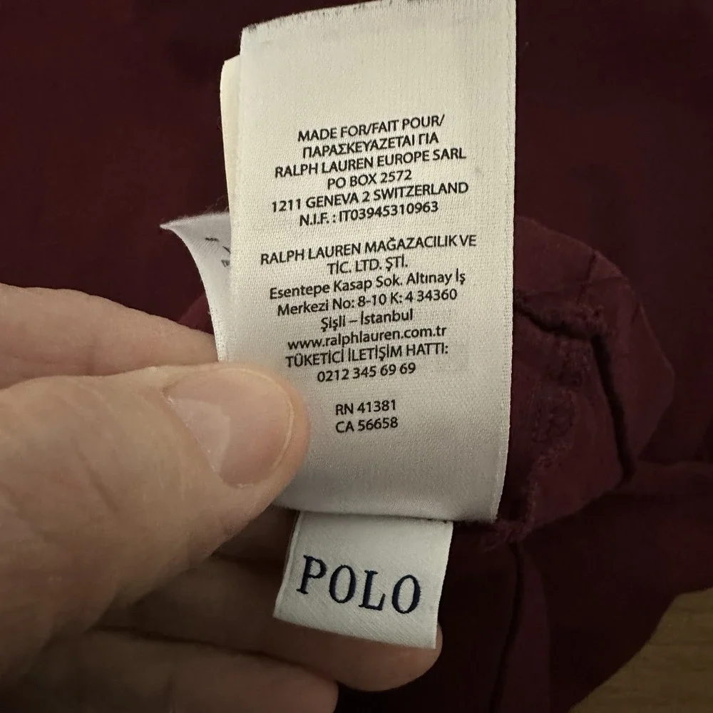 Polo Ralph‎ Lauren Men's Large Custom Slim Fit Pullover Shirt Burgundy Crew Neck